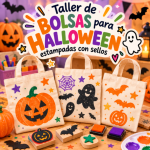 TALLER INFANTIL DE BOLSAS PARA HALLOWEEN estampadas con sellos - 30 octubre